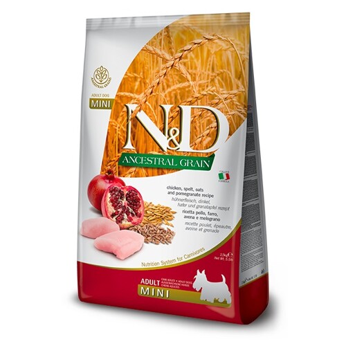 N&D dog AG adult mini, chicken, spelt, oats & pomegranate 7 kg