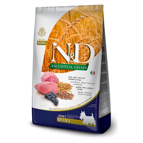 N&D dog AG adult mini, lamb, spelt, oats & blueberry 7 kg