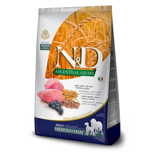 N&D dog AG adult medium & maxi, lamb, spelt, oats & blueberry 12 kg