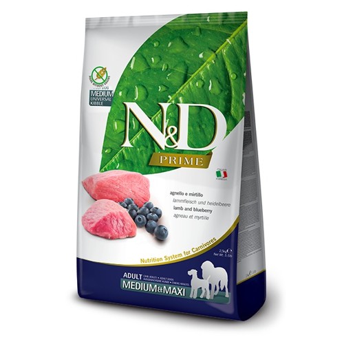 N&D dog PRIME adult medium&maxi lamb&blueberry 12 kg