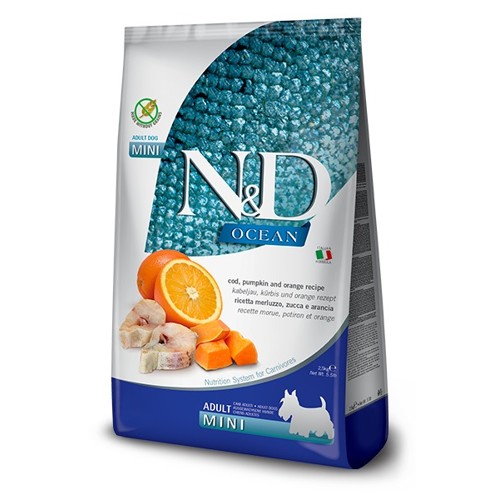 N&D dog OCEAN PUMPKIN GF adult mini, codfish & orange 2,5 kg