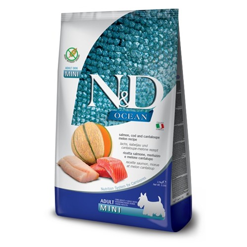 N&D dog OCEAN GF adult mini, salmon, cod & cantaloupe melon 7 kg