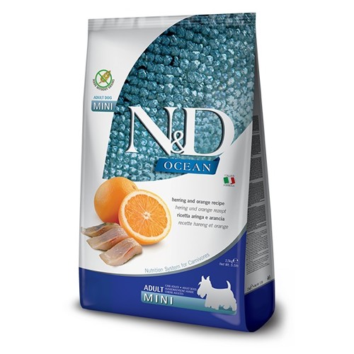 N&D dog OCEAN GF adult mini, herring & orange 2,5 kg