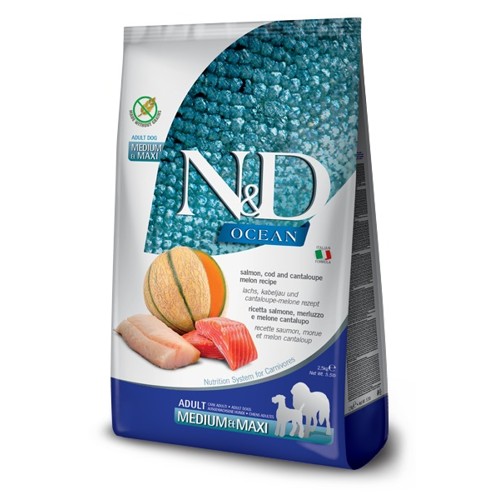 N&D dog OCEAN GF adult medium & maxi, salmon, cod & cantaloupe melon 12 kg