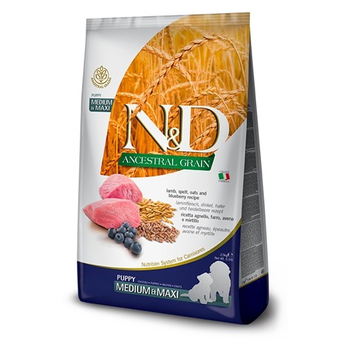 N&D dog AG puppy medium & maxi, lamb, spelt, oats & blueberry 2,5 kg