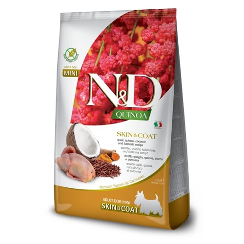 N&D dog QUINOA adult mini, skin & coat, quail & coconut 2,5 kg