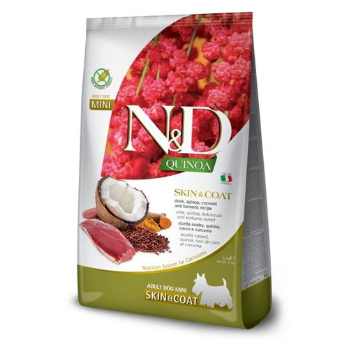 N&D dog QUINOA  adult mini, skin & coat, duck & coconut 2,5 kg