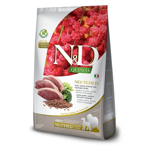 N&D dog QUINOA adult medium & maxi, neutered, duck, broccoli & asparagus 12 kg