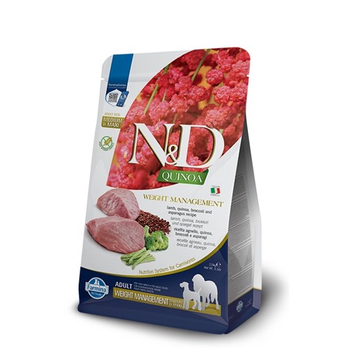 N&D dog QUINOA adult medium & maxi, weight managment, lamb & broccoli 7 kg