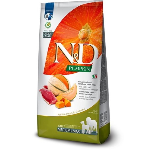 N&D dog PUMPKIN (GF) adult medium & maxi, duck & cantaluope 12 kg