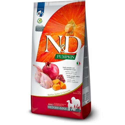 N&D dog PUMPKIN (GF) adult medium & maxi, quail & pomegranate 12 kg