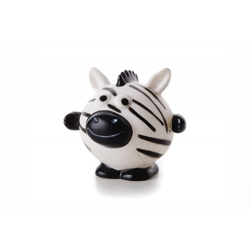 Vinylová lopta zebra, biela pískacia hračka pre psov, 10 cm