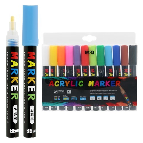 Popisovač Acrylic Marker 2 mm akrylový, sada 12 ks