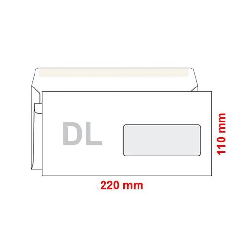 Obálka DL 110x220 mm samolepiaca, s okienkom, 100 ks