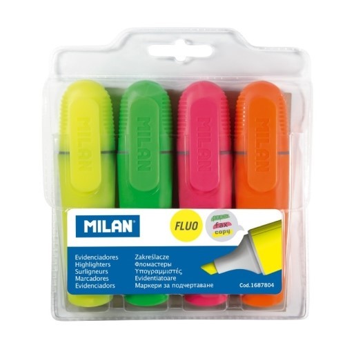 Zvýrazňovač MILAN Fluo Marker / sada 4 ks