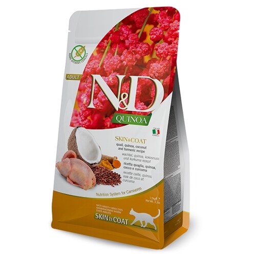 N&D cat QUINOA (GF) adult, skin & coat, quail & coconut 1,5 kg