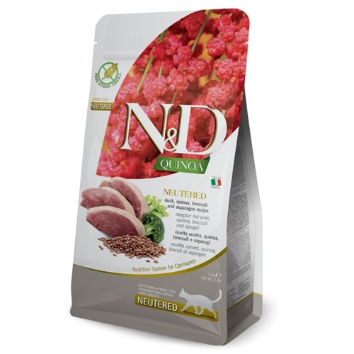 N&D cat QUINOA (GF) adult, neutered, duck, broccoli & asparagus 5 kg