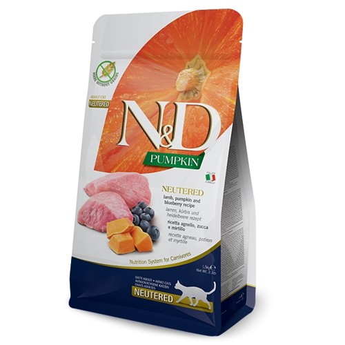 N&D cat PUMPKIN (GF) adult, neutered, lamb & blueberry 5 kg