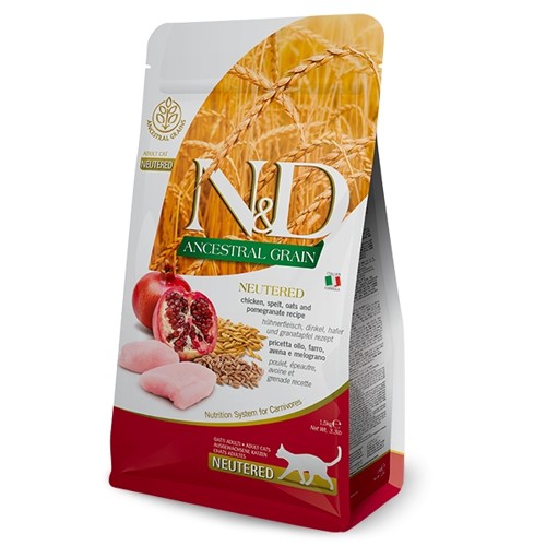 N&D cat AG adult, neutered, chicken, spelt, oats & pomegranate 0,3 kg