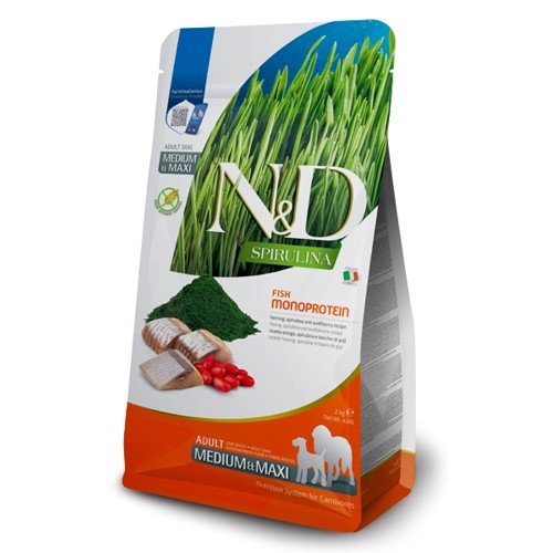 N&D dog SPIRULINA (GF) adult medium & maxi herring 7 kg