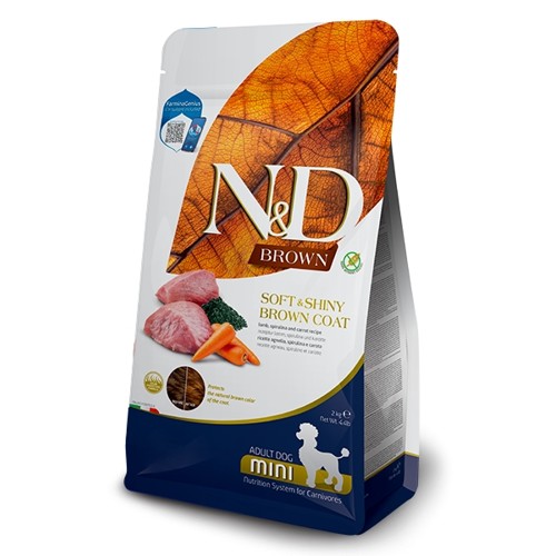 N&D dog BROWN (GF) adult mini, spirulina & carrot, lamb 2 kg