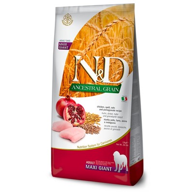 N&D dog AG adult giant maxi, chicken, spelt, oats & pomegranate 12 kg