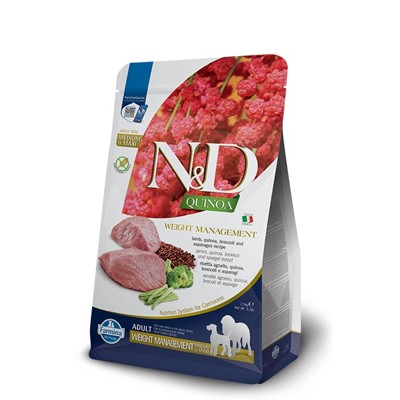 N&amp;D dog QUINOA adult medium &amp; maxi, weight managment, lamb &amp; broccoli 7 kg