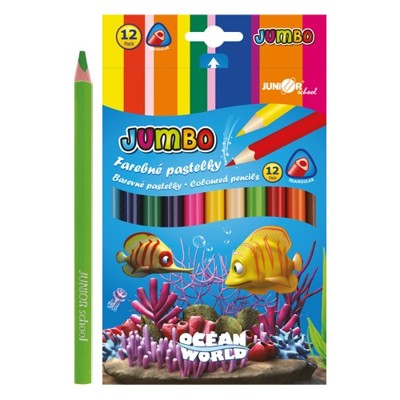 Pastelky Ocean World trojhrané JUMBO 12 ks